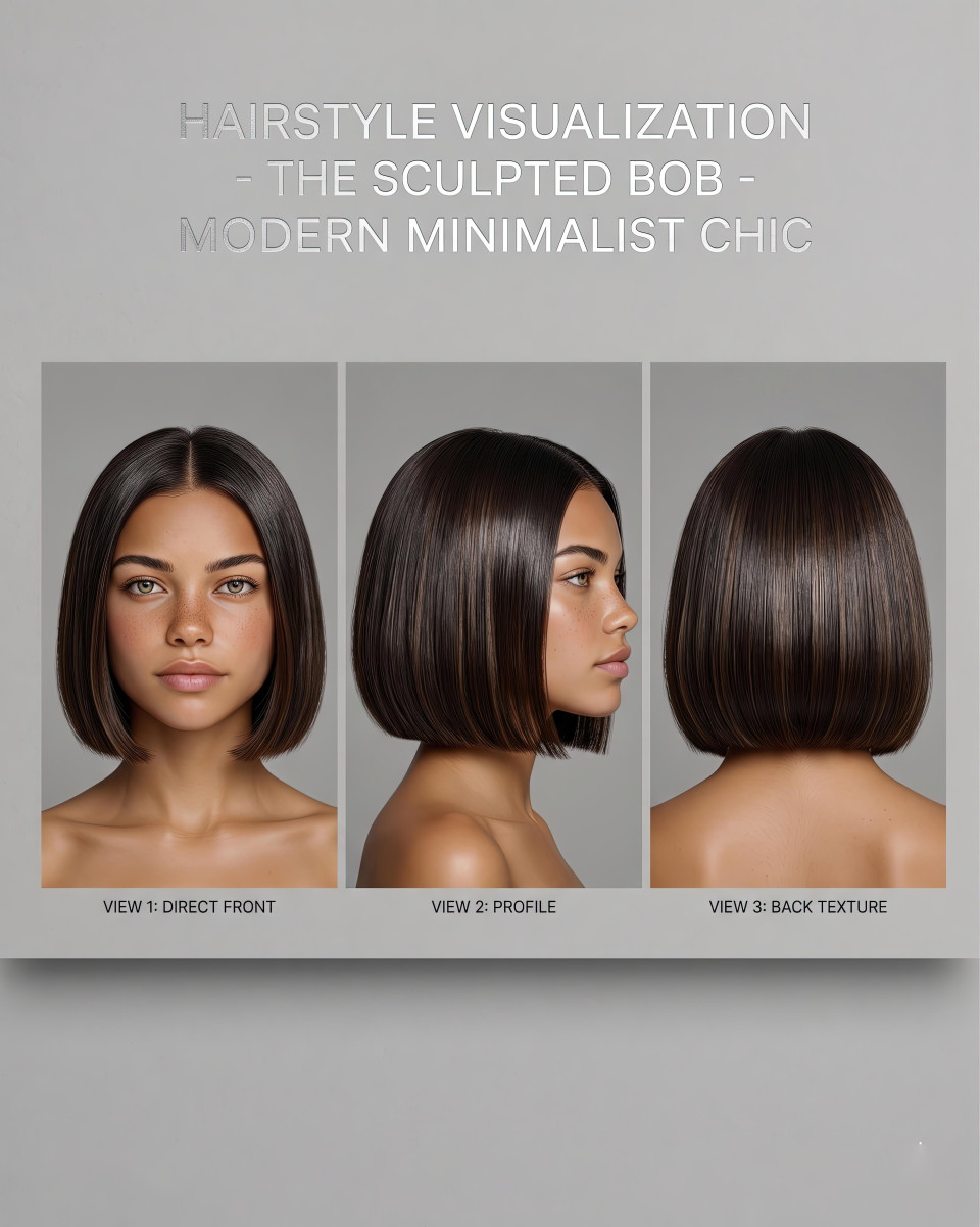 Sleek sculpted bob salon consultation hairstyle google gemini prompt