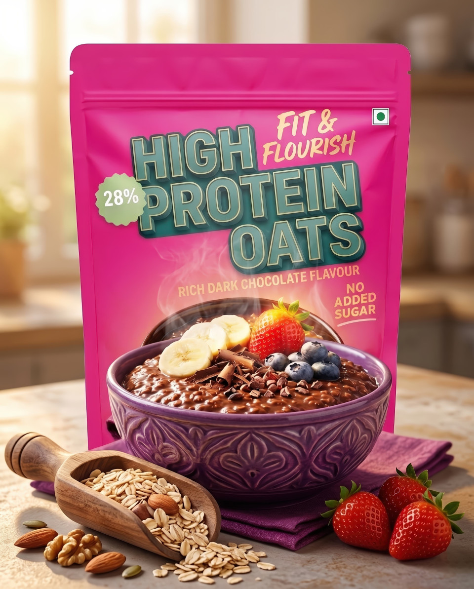 High protein oats with warm chocolate breakfast bowl google gemini prompt