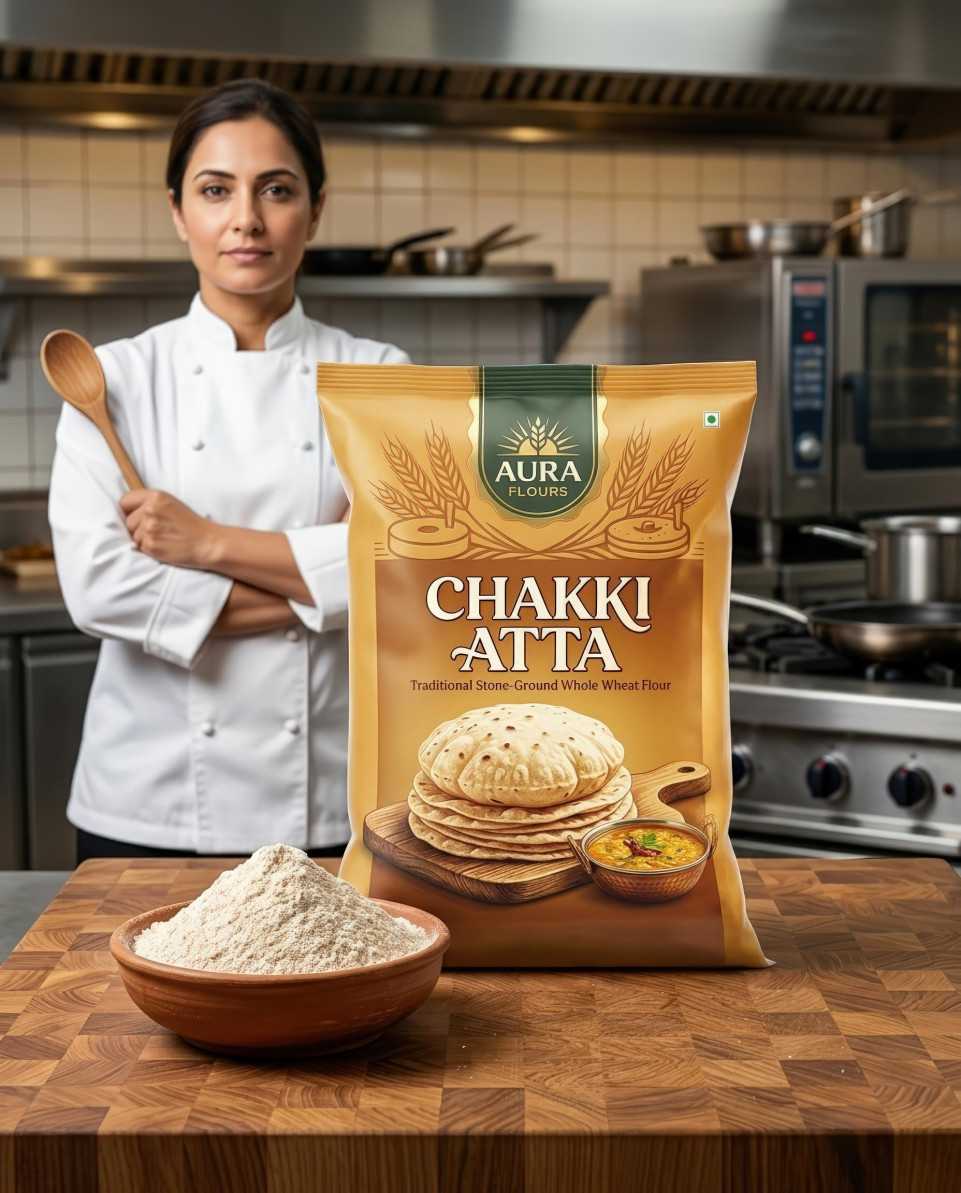 Chakki atta in professional restaurant kitchen google gemini prompt
