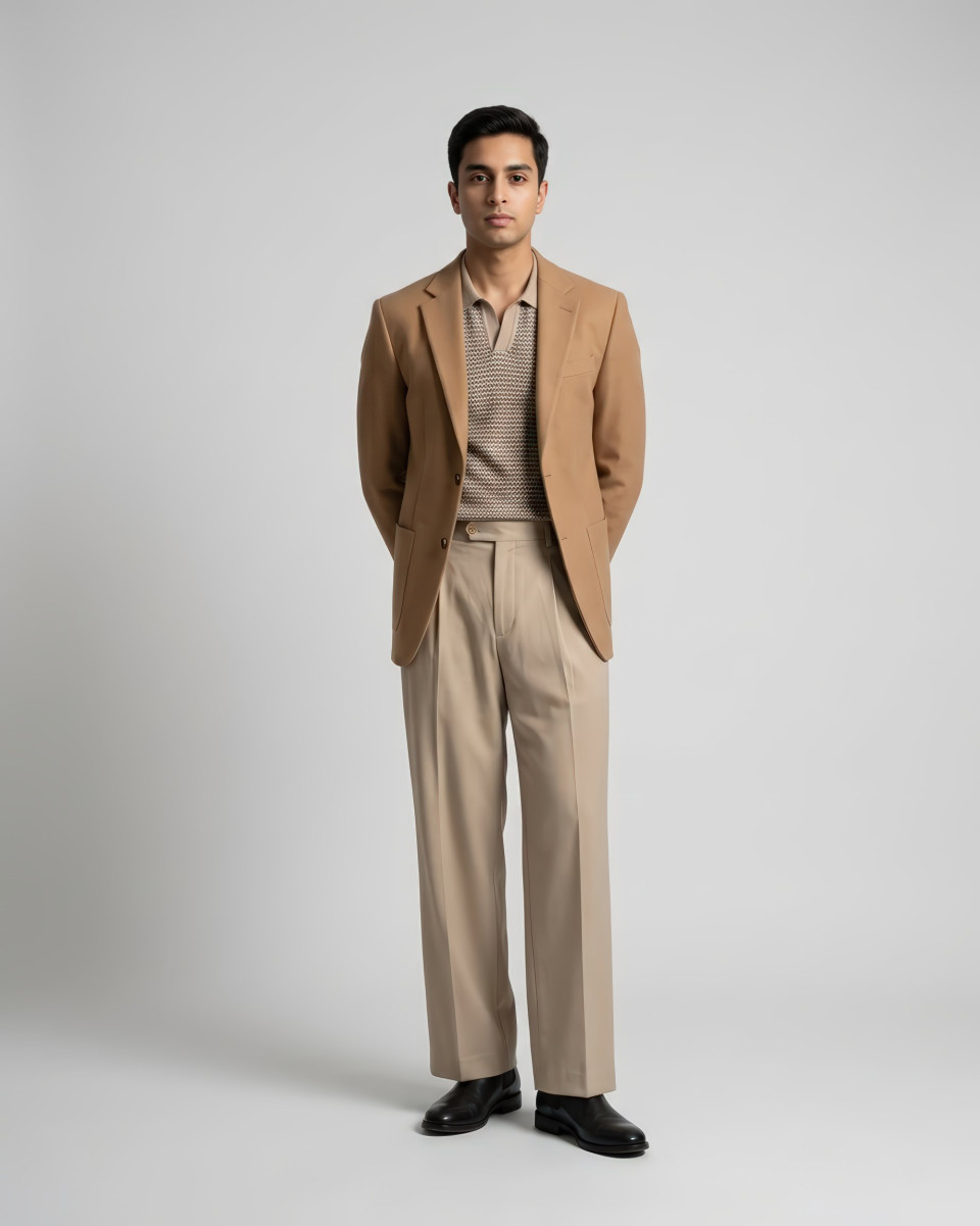 Ultra realistic studio portrait relaxed menswear fashion google gemini prompt