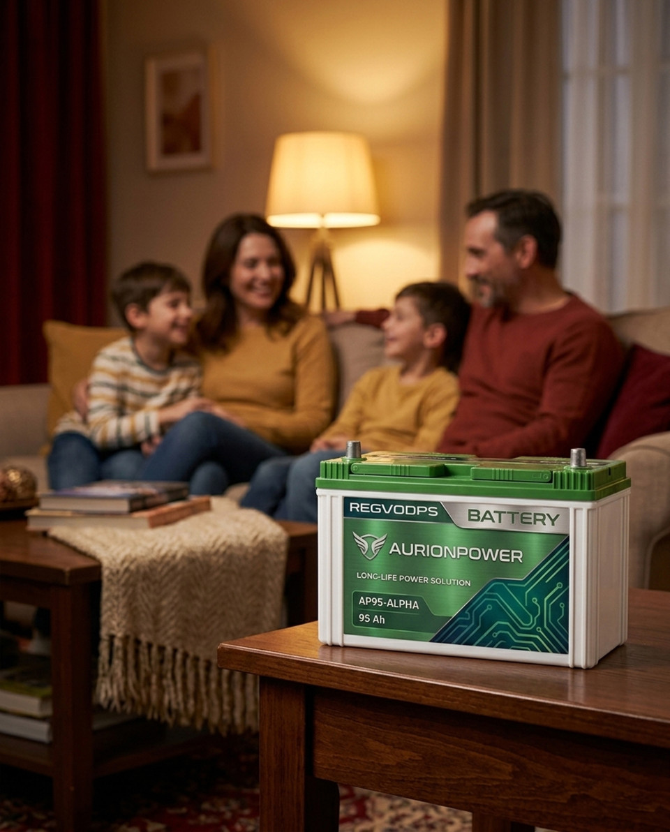 Battery in family living room symbolizing home power security google gemini prompt