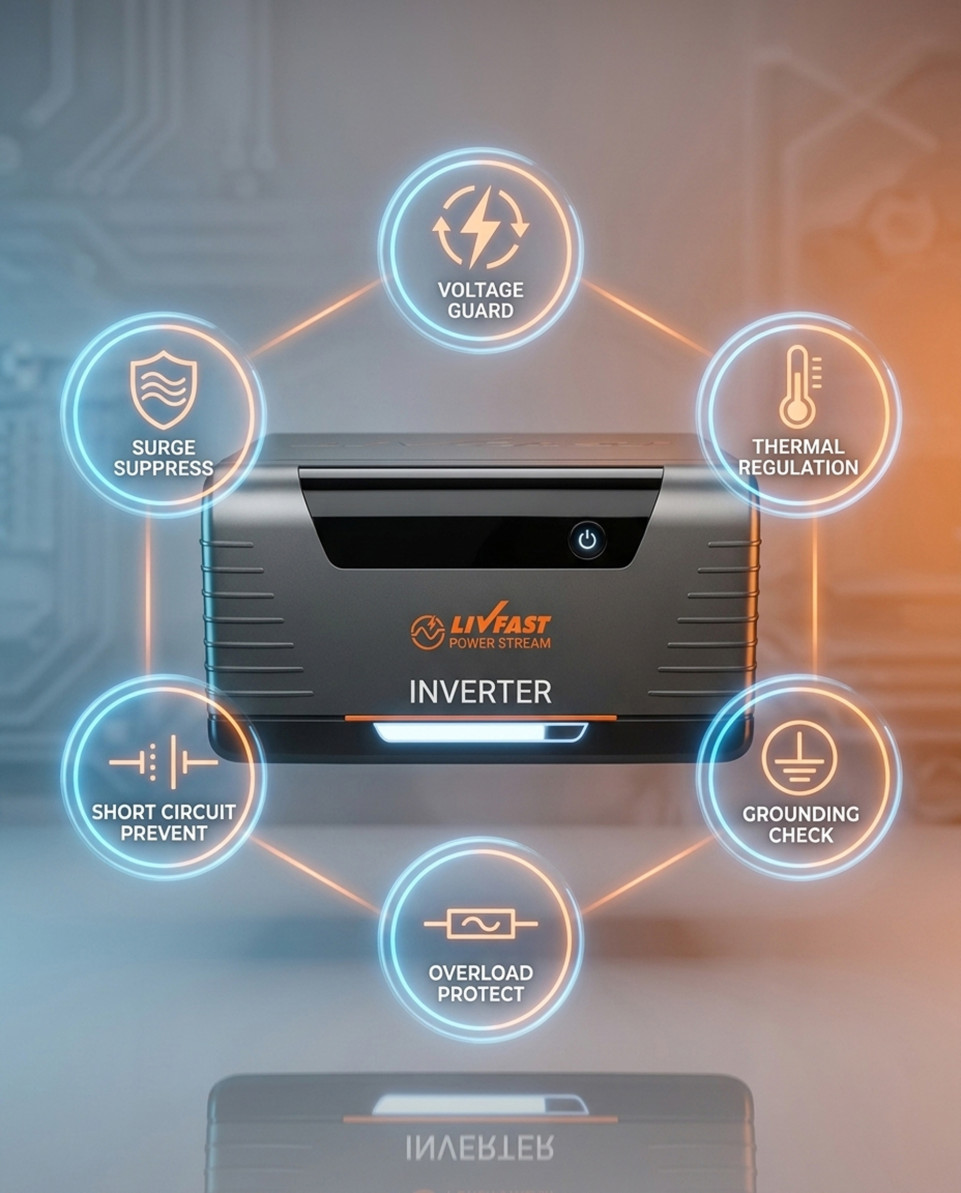 Inverter with advanced electrical protection icons google gemini prompt