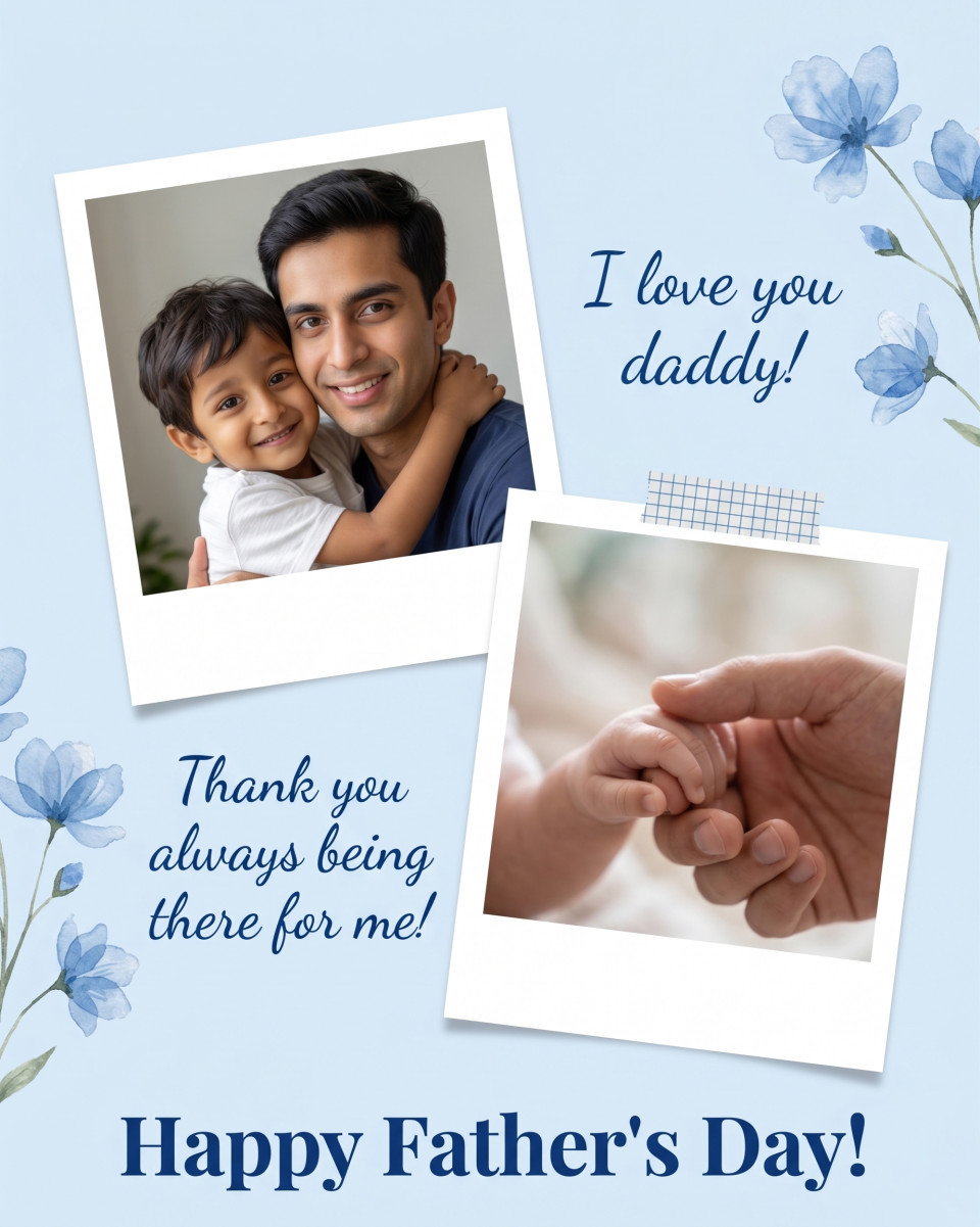 Polaroid memories of father and son for fathers day post google gemini prompt