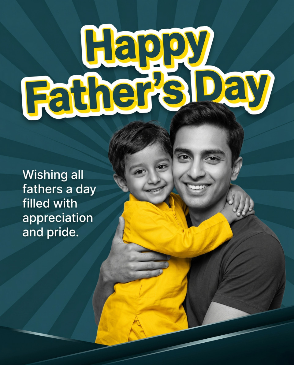 Stylish father hugging son for modern fathers day post google gemini prompt