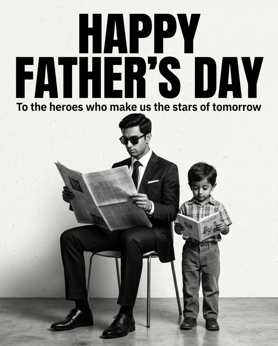 Elegant black and white fathers day post editorial portrait google gemini prompt