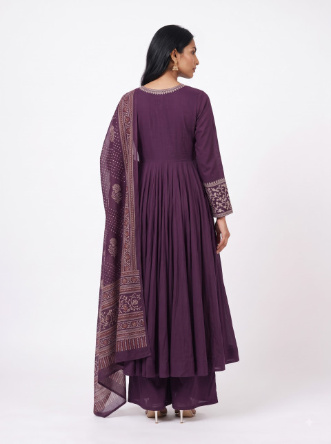 Anarkali Suit AI Commercial Catalog Product Photography Prompt Rear Three-Quarter View