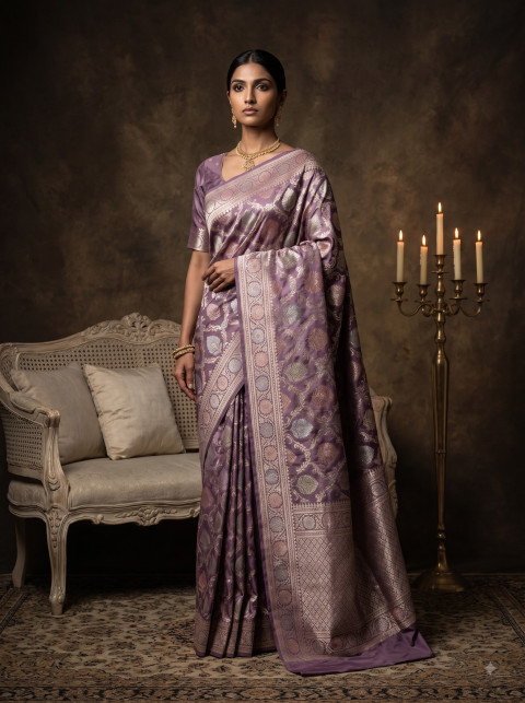 Banarasi Saree AI Full Length Fashion Lookbook Photography Prompt Candelabra Studio