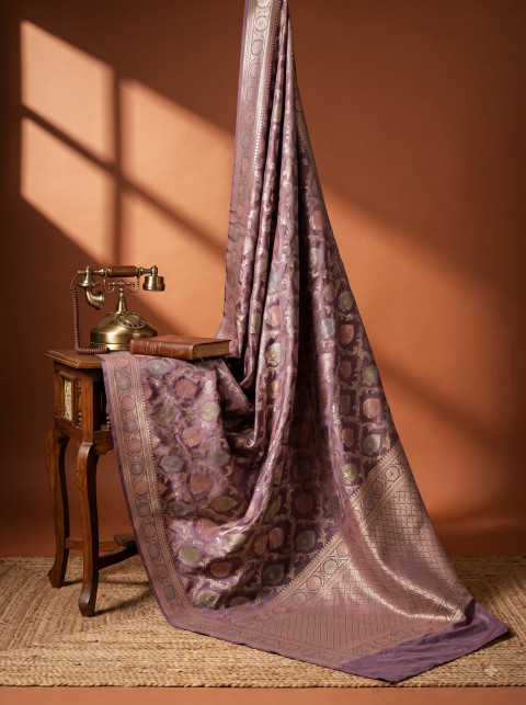 Banarasi Saree AI Still Life Product Photography Prompt Vintage Table Setting