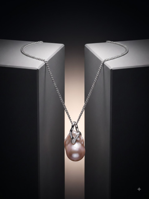 Baroque Pearl Pendant Studio Photoshoot Prompts - Primary Shot