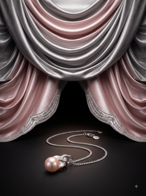 Baroque Pearl Pendant AI Dramatic Commercial Product Photography Prompt
