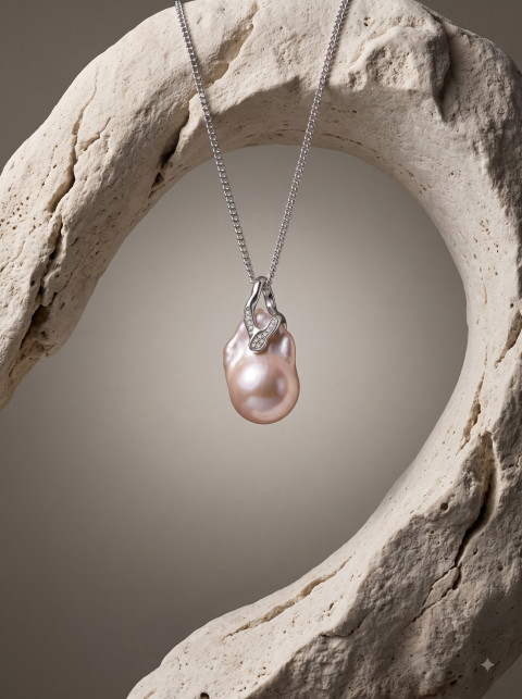 Baroque Pearl Pendant AI Organic Minimalist Product Photography Prompt