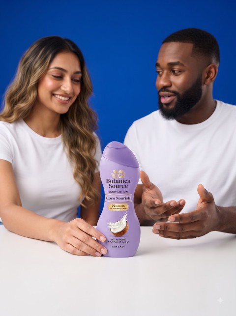 Body Lotion AI Product Photography Prompt Lifestyle Couple Conversation