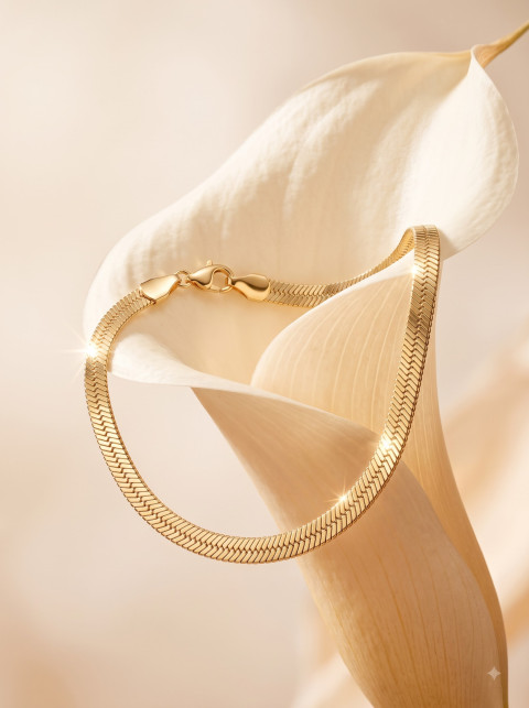 Botanical Gold Chain Minimalist Fine Jewelry Photography Prompt Calla Lily Petal