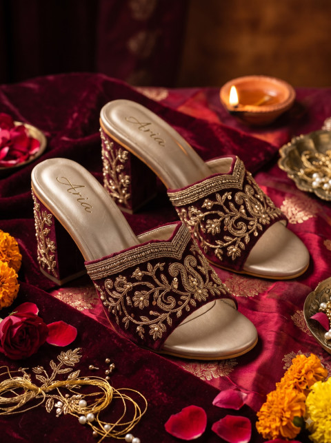 AI Luxury Bridal Embroidered Heel Photography Prompts - Angle 3