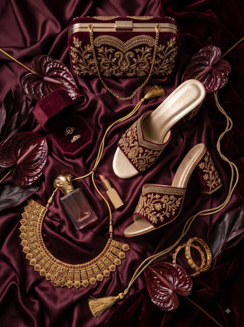 AI Luxury Bridal Embroidered Heel Photography Prompts - Primary Shot