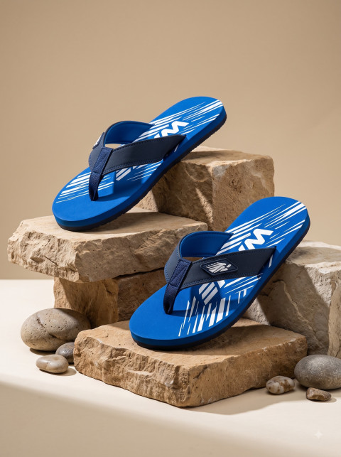 Casual Beach Chappal Outdoor Lifestyle Product Photography Prompt Natural Stone Display