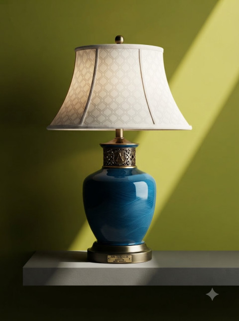 Ceramic Table Lamp Shelf Display in Sunlight