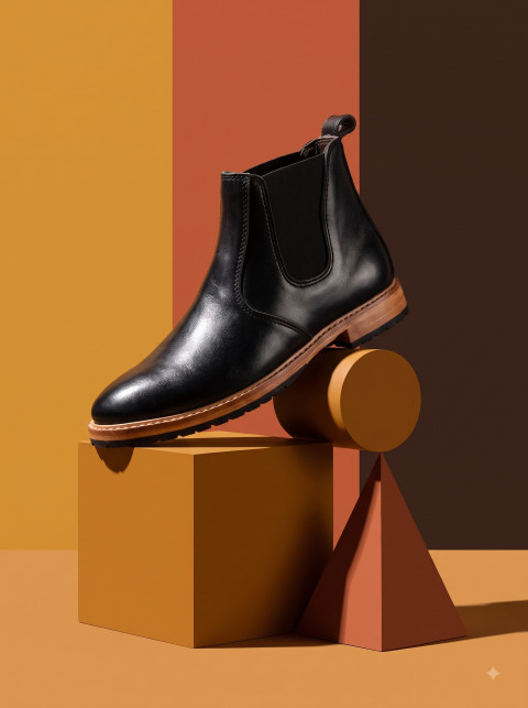 Chelsea Boot on Geometric Pedestals Studio Packshot