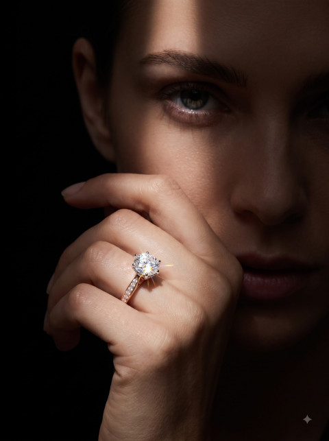 AI Rose Gold Diamond Ring Photoshoot Prompts & Studio Packshots - Primary Shot
