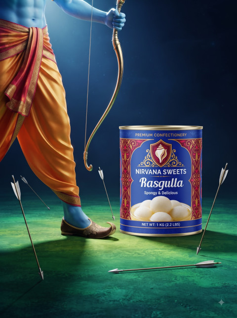 Diwali Rasgulla Tin Premium Confectionery Photography Prompts - Angle 2
