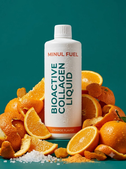 Collagen Liquid Bottle Fresh Oranges Peels