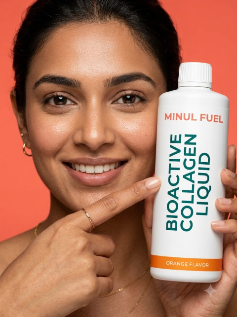 Collagen Liquid Bottle Model Skin Glow