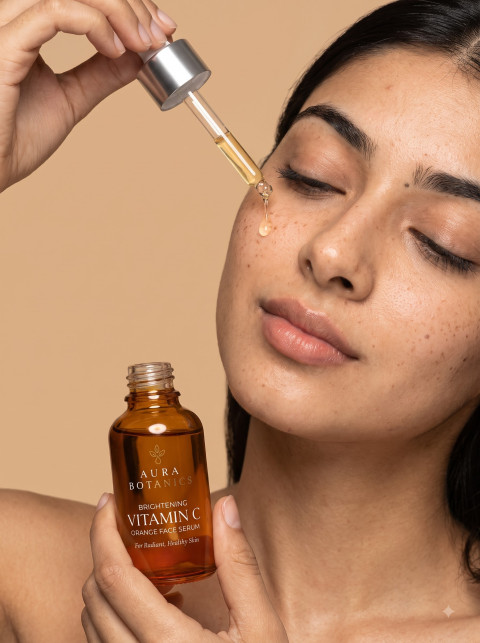 Amber Glass Face Serum Studio Prompts for Skincare Product Photography - Angle 3
