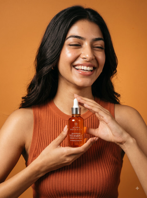 Amber Glass Face Serum Studio Prompts for Skincare Product Photography - Angle 2