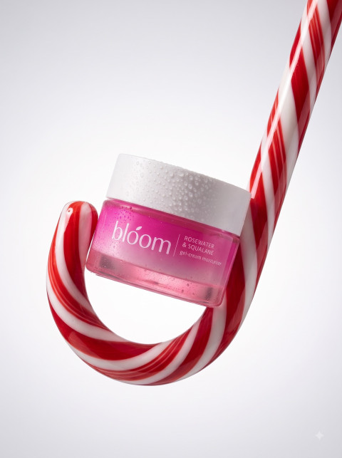 AI Christmas Skincare Product Photography Prompts for Festive Cosmetic Packshots - Angle 2