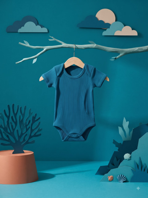 Ribbed Baby Bodysuit Apparel E-Commerce Photoshoot Prompts - Angle 3