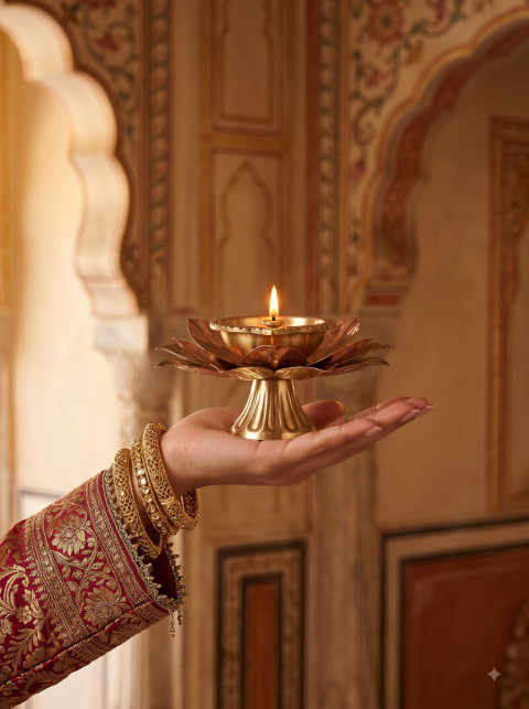 Decorative Diya Heritage Product Photography Prompt Palace Architecture