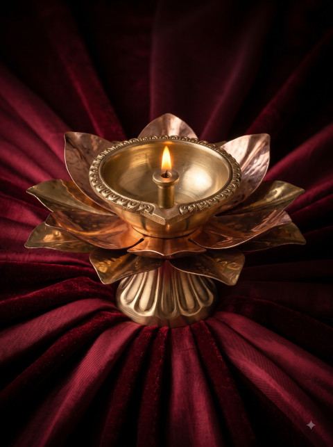 Decorative Diya Studio Product Photography Prompt Elegant Lotus Oil Lamp