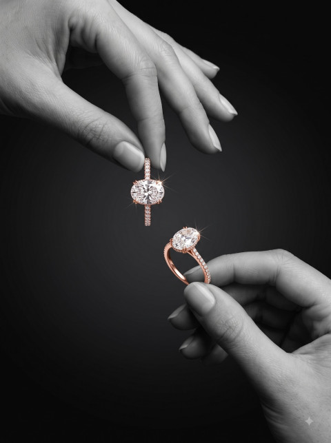 Diamond Engagement Ring AI Commercial Jewelry Product Photography Prompt Monochrome Contrast