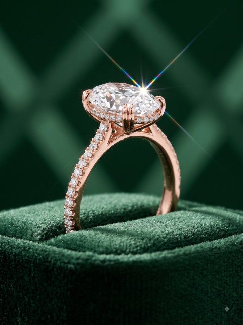 Diamond Ring AI Macro Jewelry Product Photography Prompt Emerald Velvet