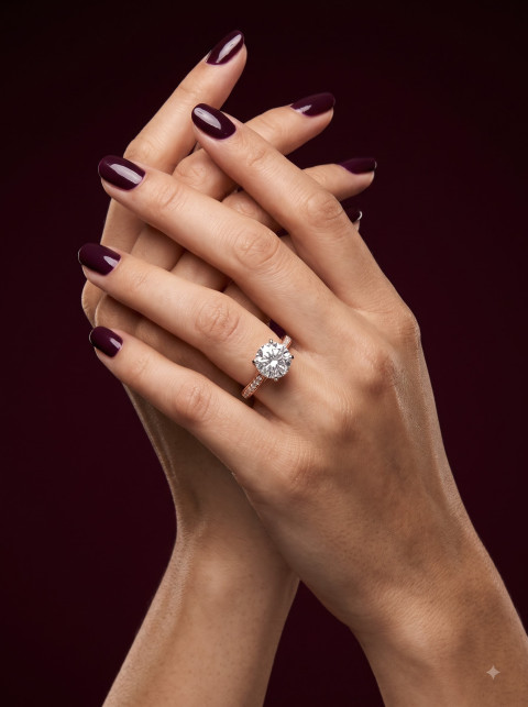 AI Rose Gold Diamond Ring Photoshoot Prompts & Studio Packshots - Angle 3