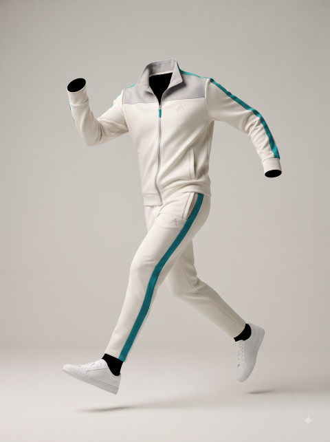 Dynamic Track Suit Running Motion Studio Shot