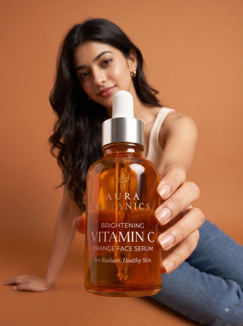 Amber Glass Face Serum Studio Prompts for Skincare Product Photography - Primary Shot