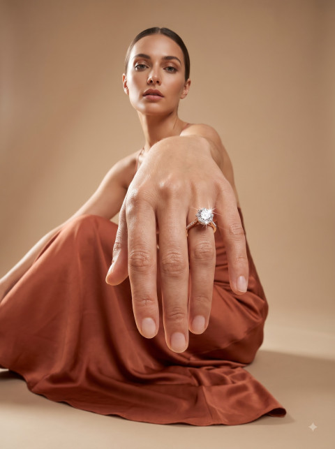 Editorial Fashion Diamond Ring AI Product Photography Prompt Dynamic Perspective Aesthetic