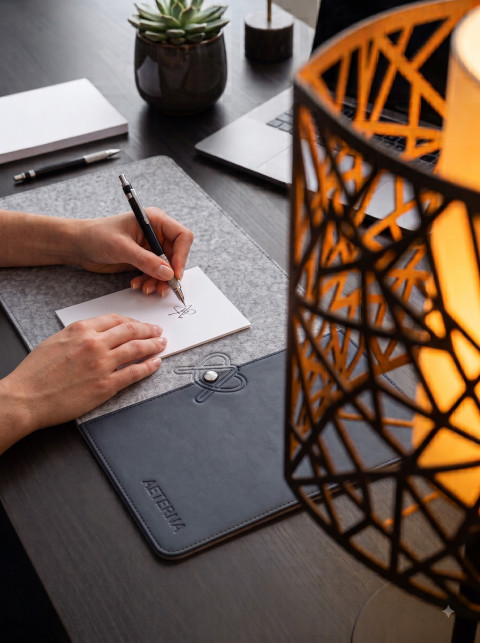 Editorial In-Use Office Desk Mat AI Product Photography Prompt