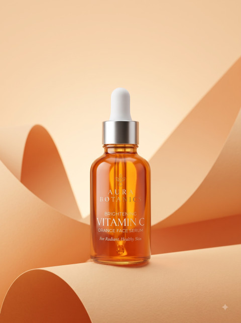 Amber Glass Face Serum Studio Prompts for Skincare Product Photography - Angle 3