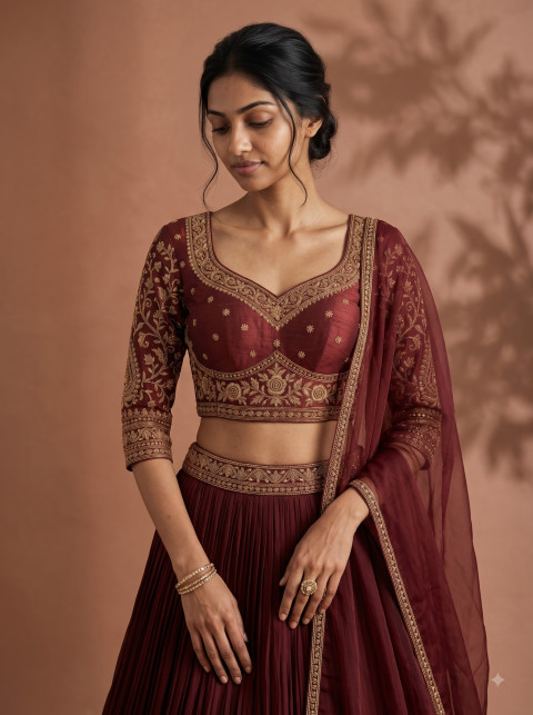 Elegant Embroidered Choli AI Catalog Photography Prompt Draped Dupatta Styling