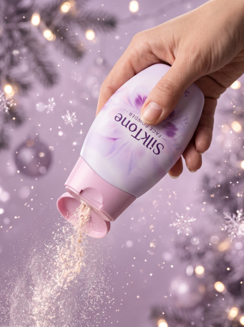 Face Powder Product Photography Hand Pouring Christmas Theme 