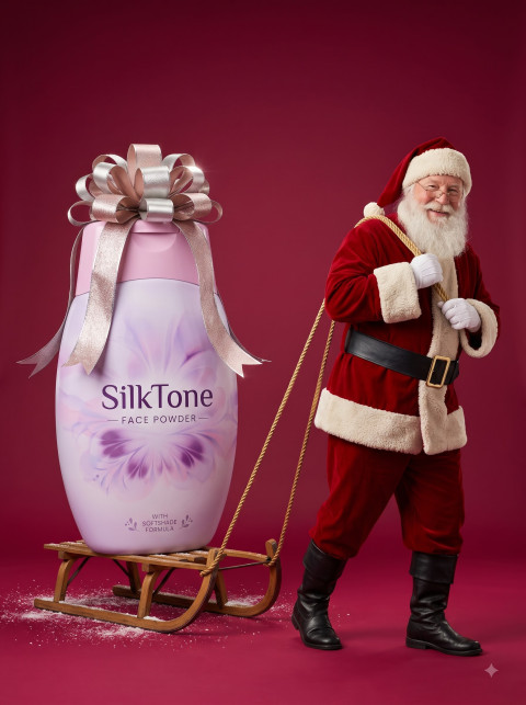 Face Powder Product Photography Santa Sled Christmas Theme 