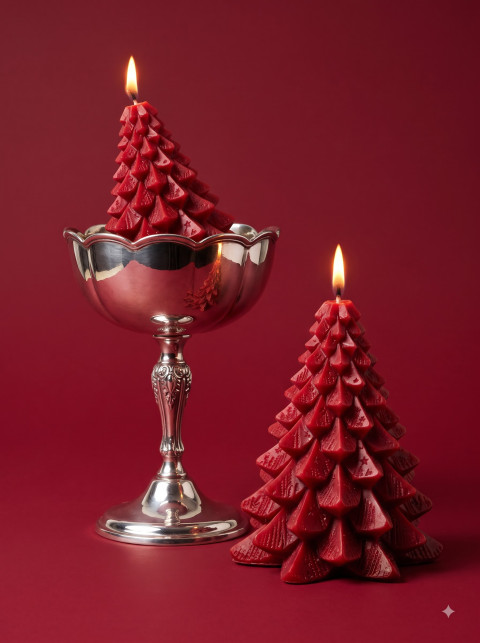 Festive Candle Classic Product Photography Prompt Polished Silver Goblet