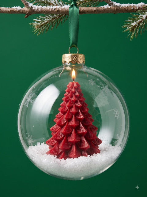 Festive Candle Conceptual Studio Product Photography Prompt Glass Ornament