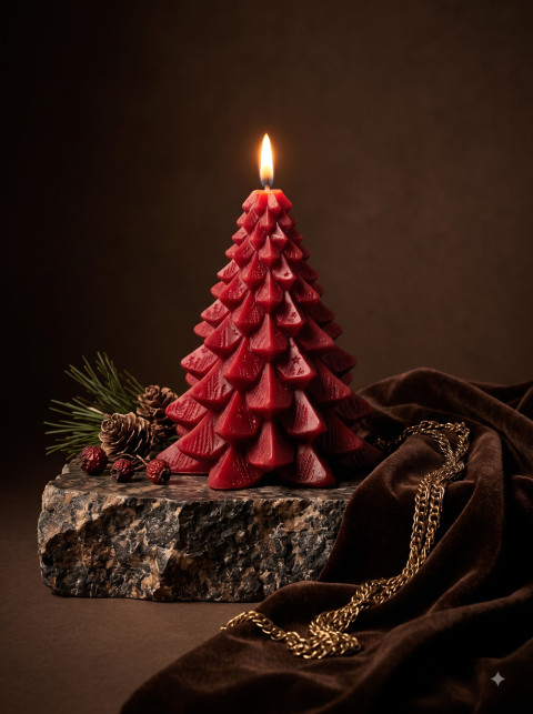 AI Festive Pine Candle Product Photography Prompts and Studio Styling Collection - Angle 3