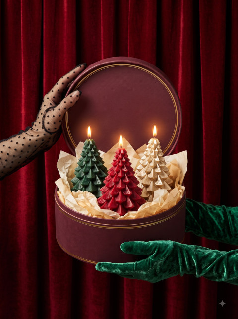 AI Festive Pine Candle Product Photography Prompts and Studio Styling Collection - Angle 2