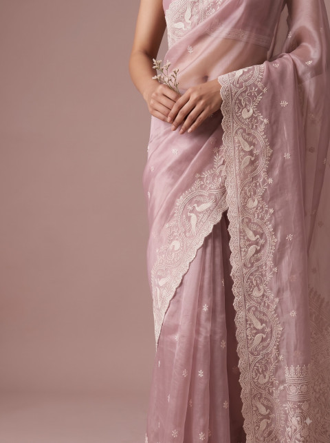 Festive Saree Artisanal Craftsmanship Product Photography Prompt Peacock Embroidery Mockup
