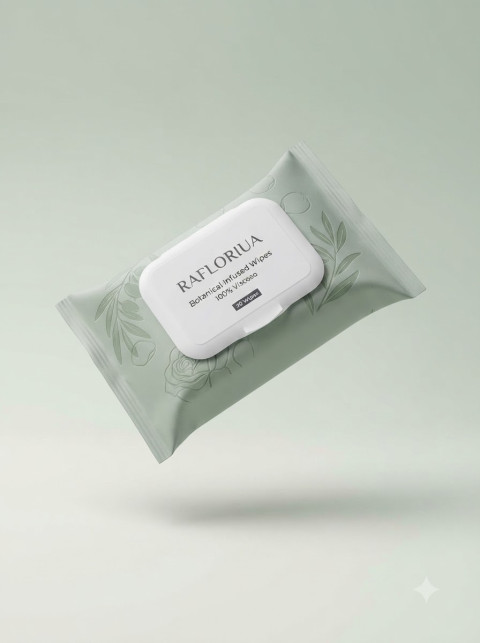 Floating Makeup Wipes Hero Shot on Soft Green Gradient