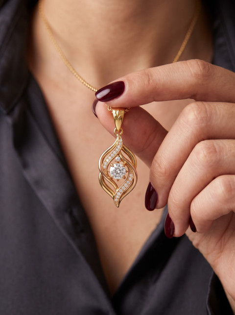Hand Holding Gold Diamond Pendant Jewelry Product Photography Prompt 